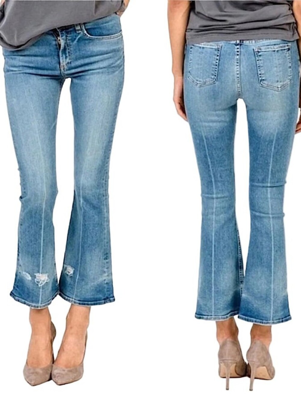 Rag & Bone 10 Inch Kick Flare Vale Jeans Size 26 Mid Rise Crop Flare Blue Wash